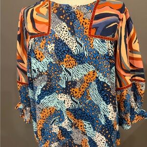 Umgee Multicolor Abstract Print Blouse